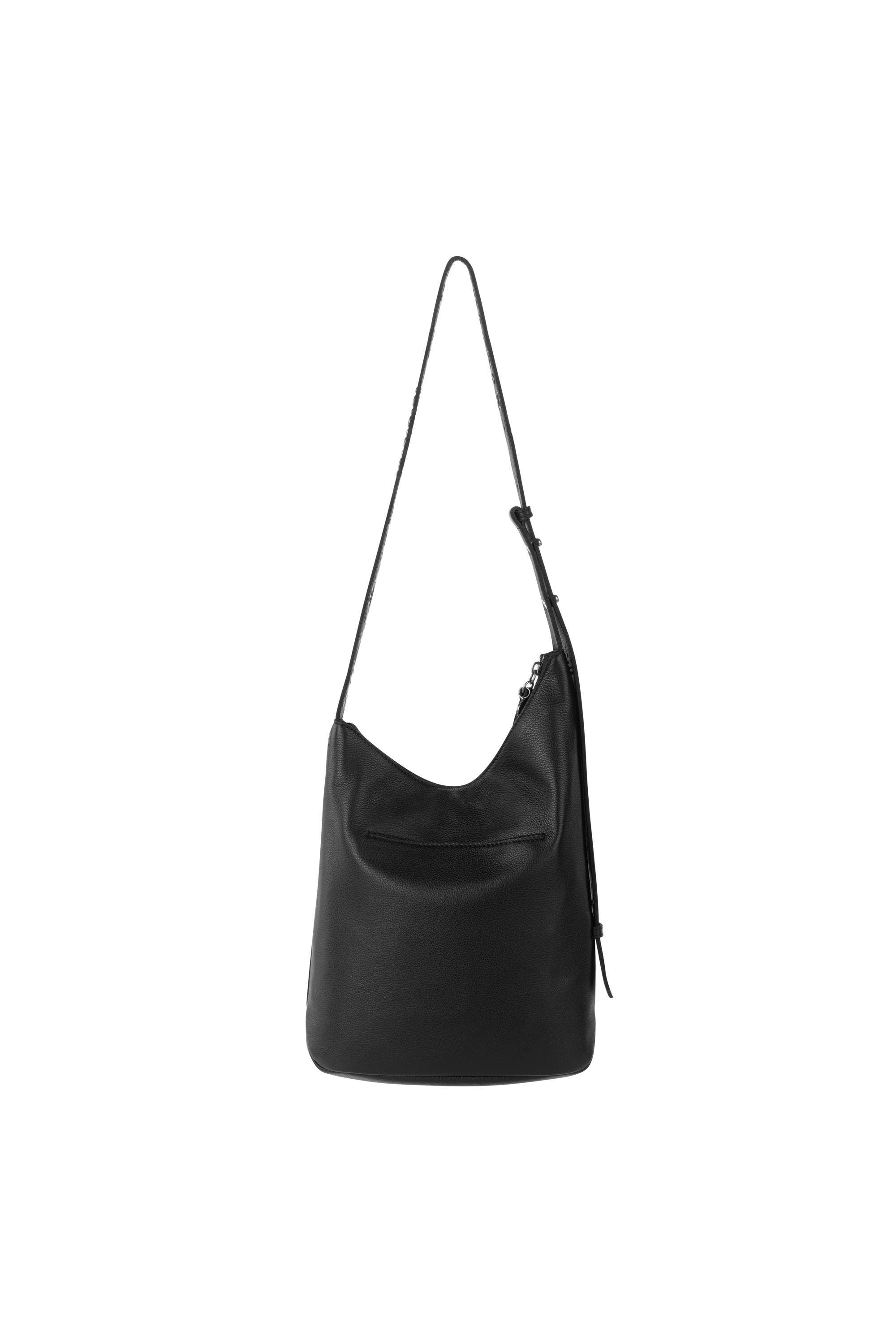 Tess Asymetrical Leather Bucket, Alternate, color, Black Belt