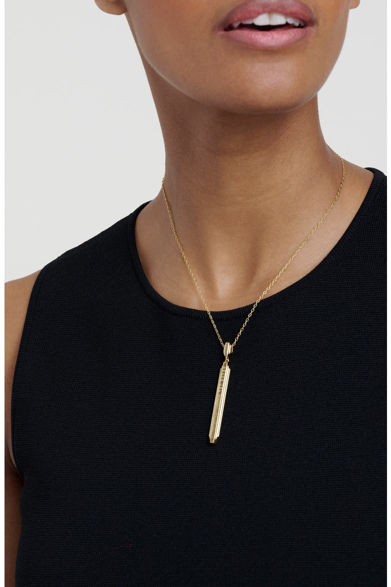 Devina Deco Groove Pendant Necklace, Alternate, color, GOLD TONE