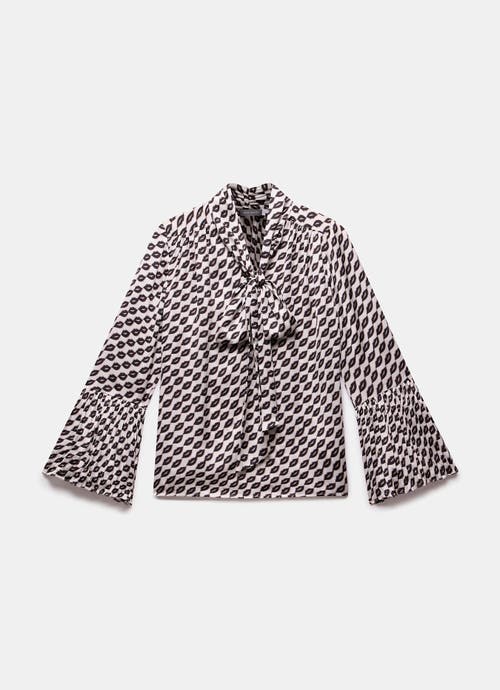 Mint Velvet Lip Print Bow Blouse In Animal Print
