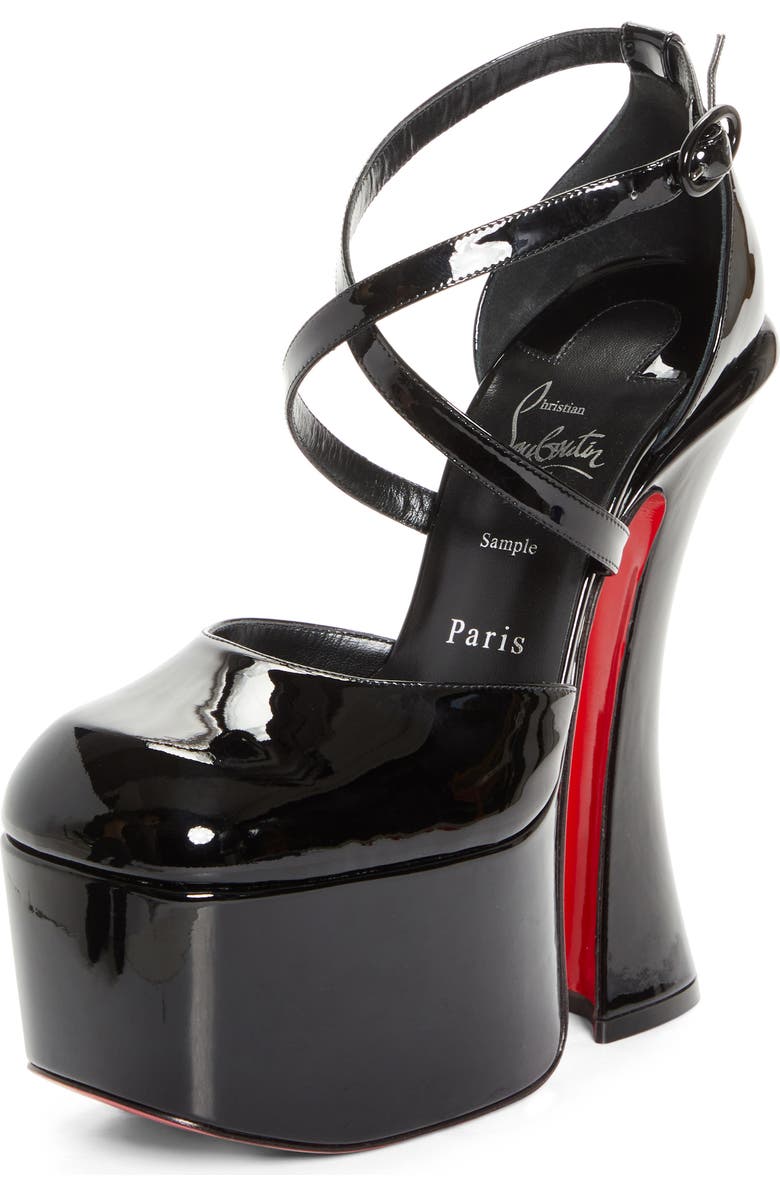 Christian Louboutin Aquadorcet Platform d'Orsay Ankle Strap Pump, Main, color, Black/ Black
