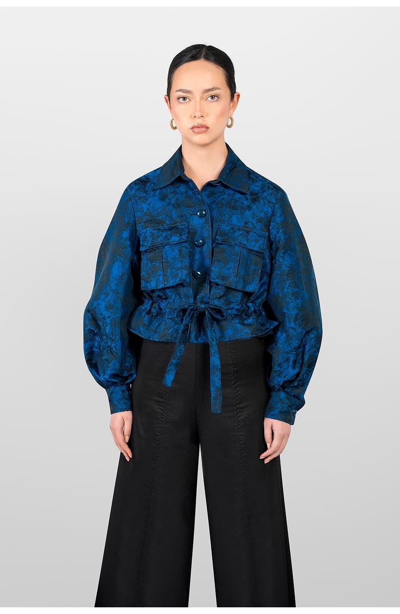 LAURA APARICIO Sahariana Jacquard Jacket, Main, color, Blue