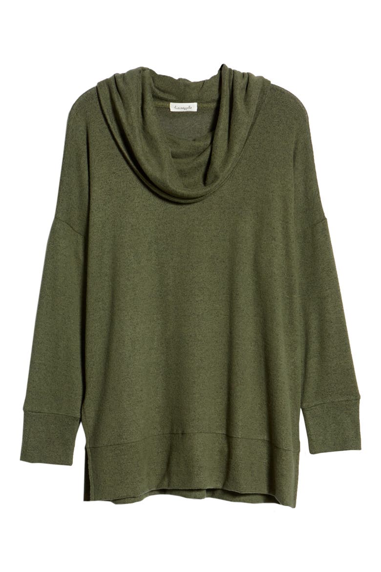 Cowl Neck Long Sleeve Top, Alternate, color, OLIVE