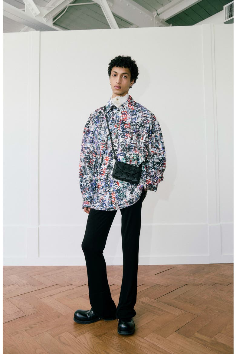 Memory Print Relaxed Fit Cotton & Wool Button-Up Shirt, Alternate, color, 9173 CHALK/MULTICOLOUR