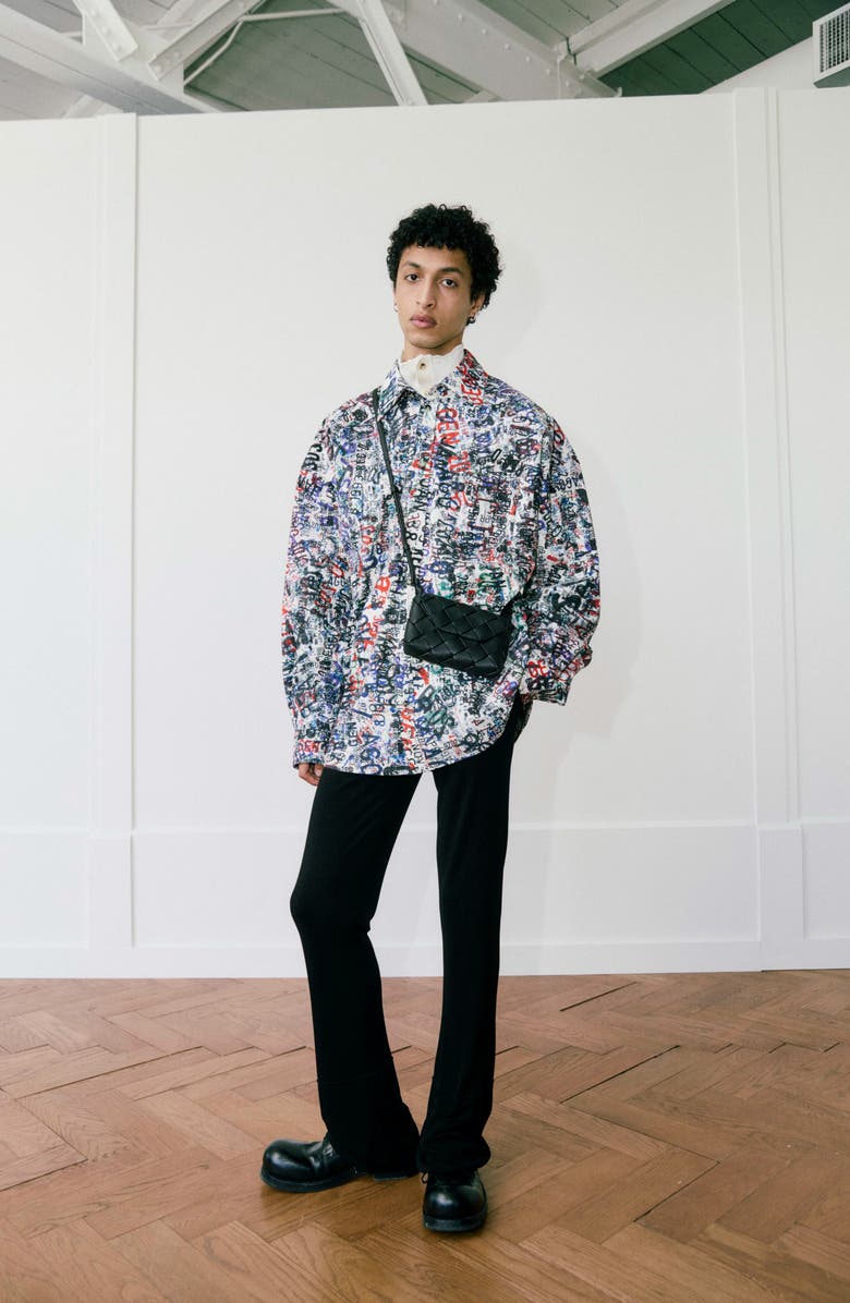 Bottega Veneta Mock Neck Distorted Knit Wool Henley Sweater, Alternate, color, 9071 Chalk