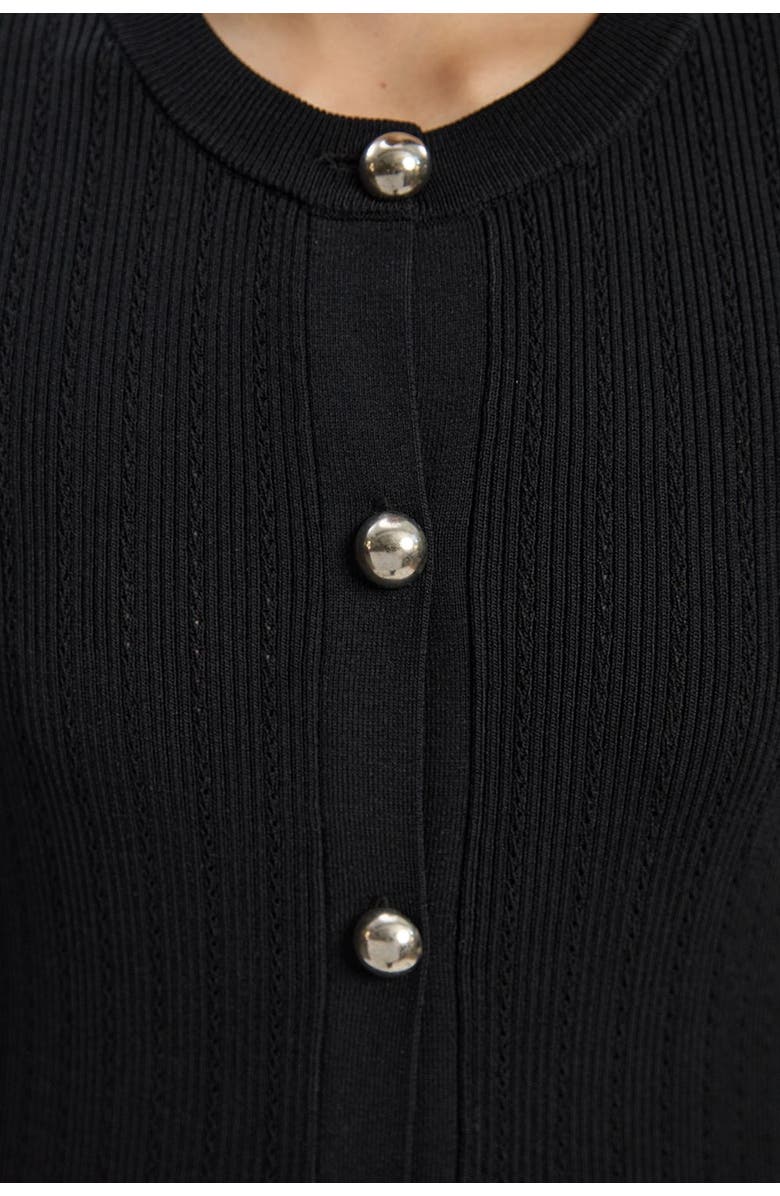 Karen Millen Dome Button Longline Knitted Cardi, Alternate, color, Black