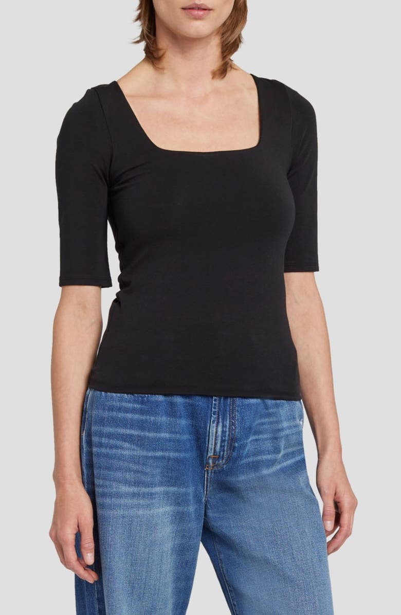 7 For All Mankind Double Layer Scoop Neck Top, Main, color, 