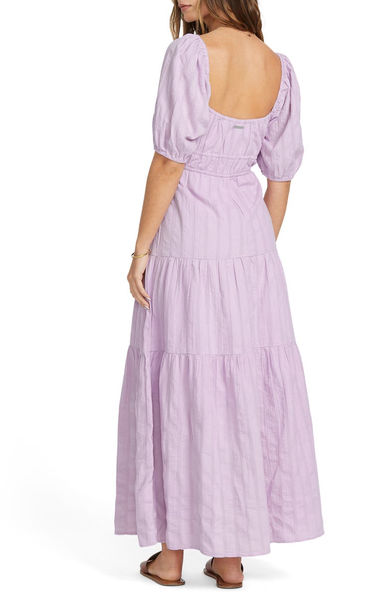 Billabong Lilac Lover Textured Stripe Tiered Cotton Maxi Dress, Alternate, color,
