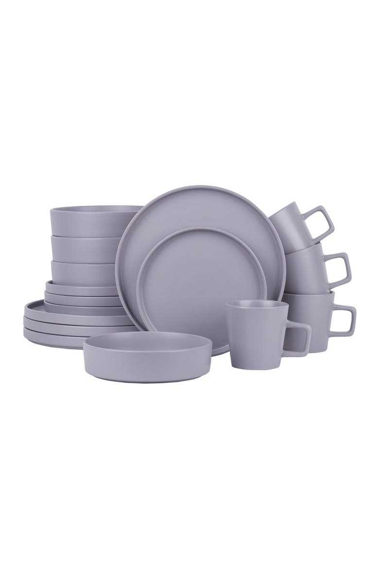 Cleo Stoneware 16-Piece Dinnerware Set, Main, color, Light Gray