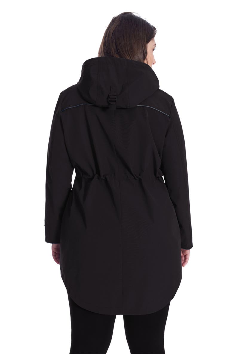 Alpine North Kusawa Plus Size - Mid-length Hooded Drawstring-Waist Raincoat, Alternate, color, Black