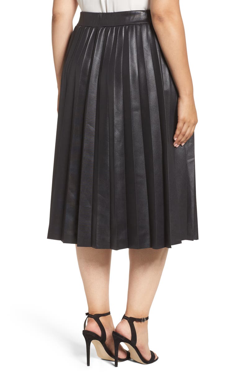 LOST INK Coated Jersey Pleated Skirt, Alternate, color, 
