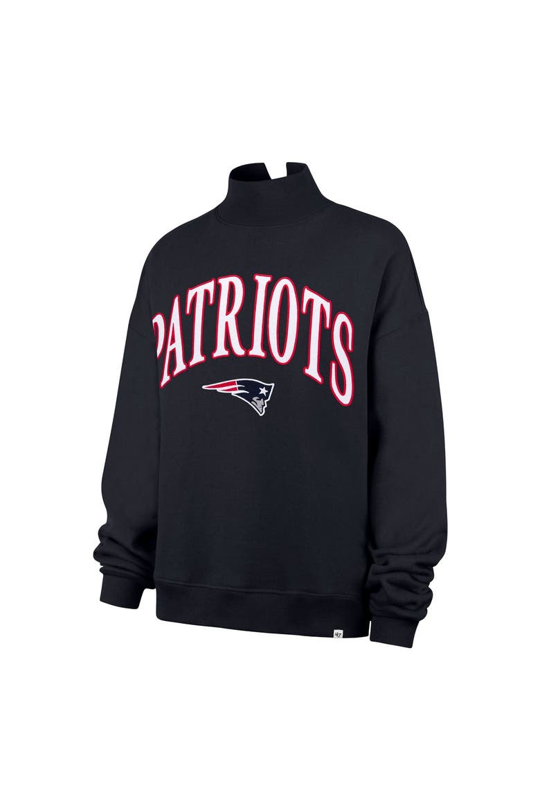 Women's '47 Navy New England Patriots Oversized Vantage Mock Neck Sweatshirt, Alternate, color, Navy