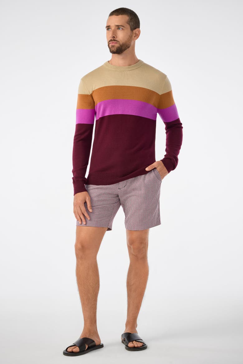 Romero Crewneck Sweater 100% Merino Wool Elderberry Slim Fit, Alternate, color, Elderberry Multi