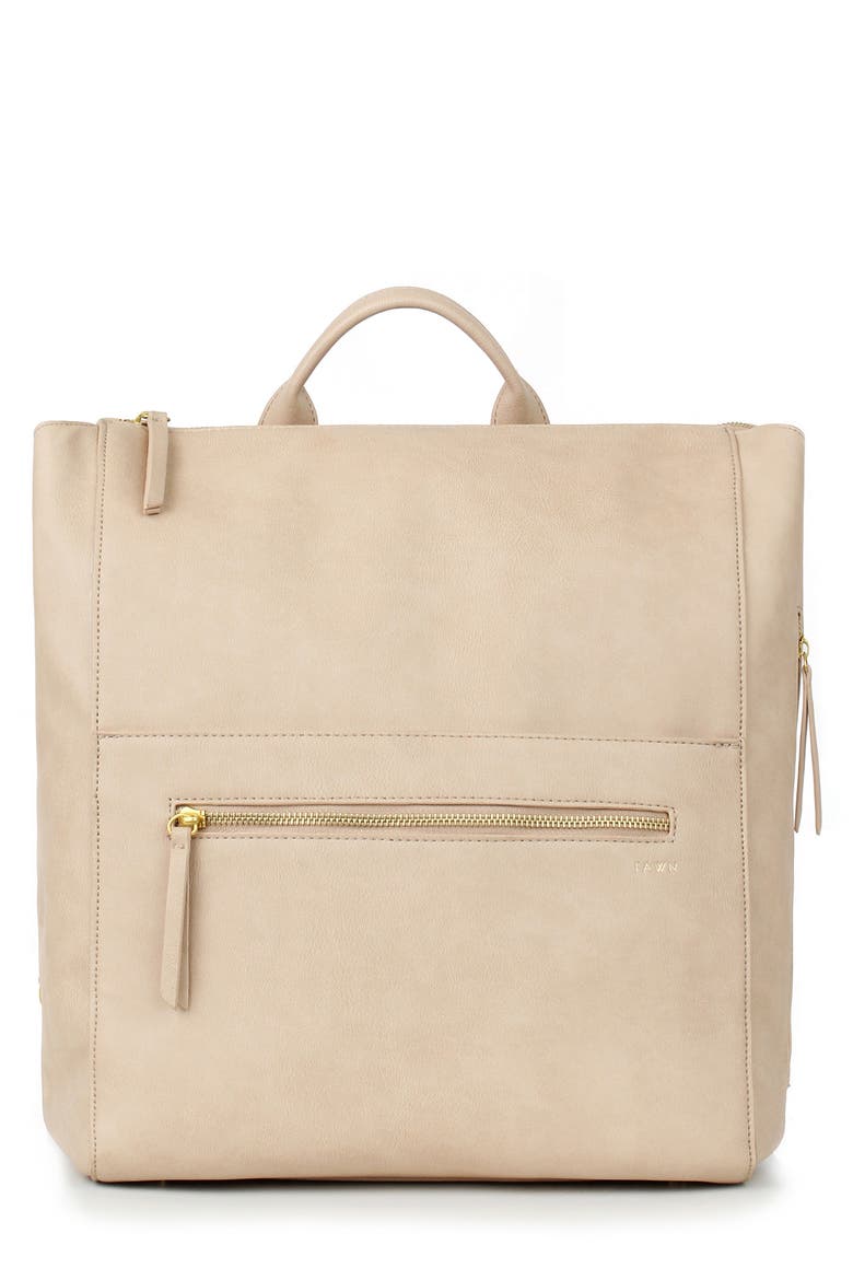 Faux Leather Diaper Bag, Main, color, BEIGE