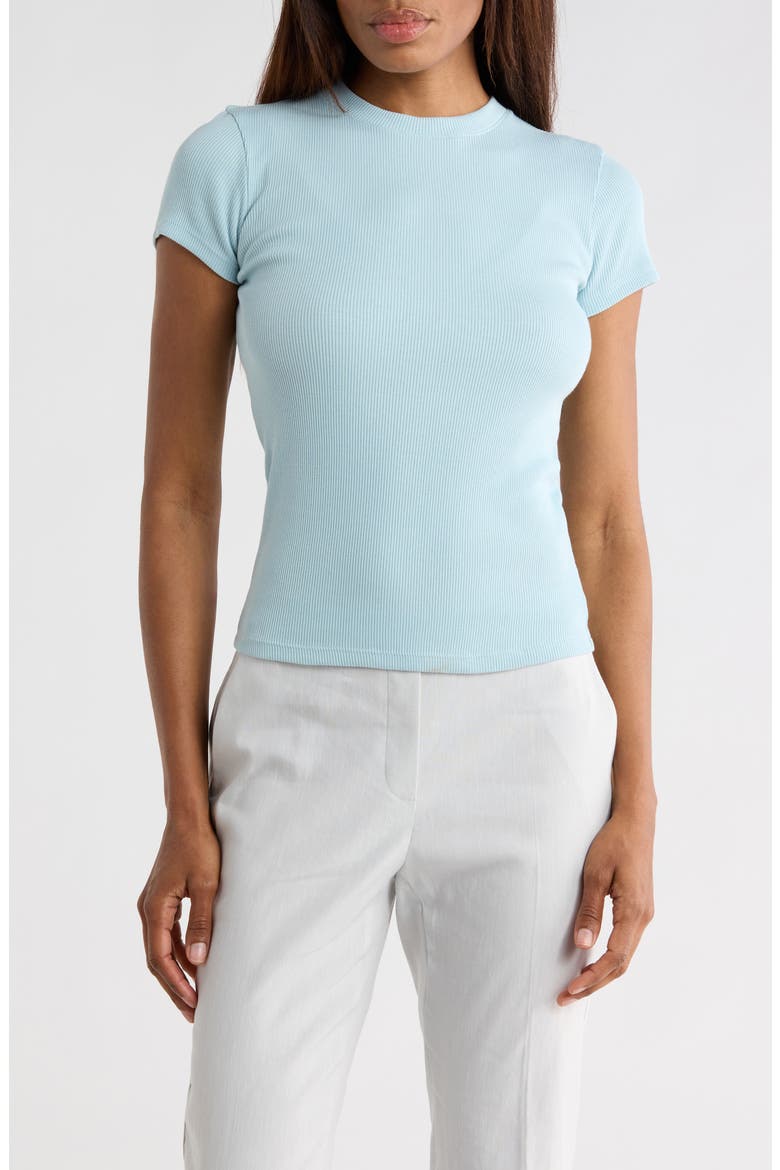 Stretch Rib Tiny Tee, Main, color, STERLING BLUE