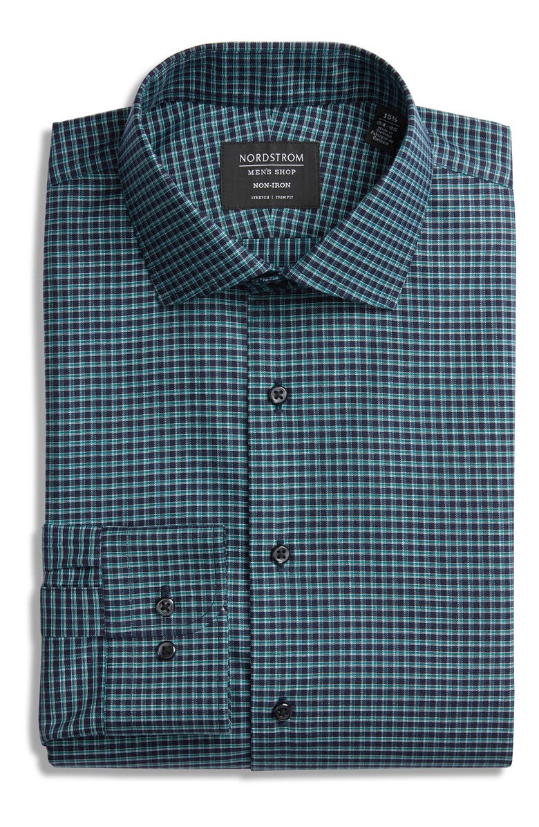 NORDSTROM MEN'S SHOP Trim Fit Non-Iron Check Dress Shirt, Alternate, color, 
