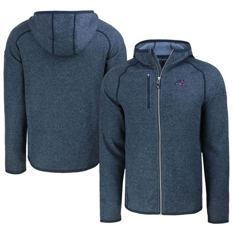 Men's Cutter & Buck Heather Navy Carolina Panthers  Americana Mainsail Full-Zip Hooded Jacket