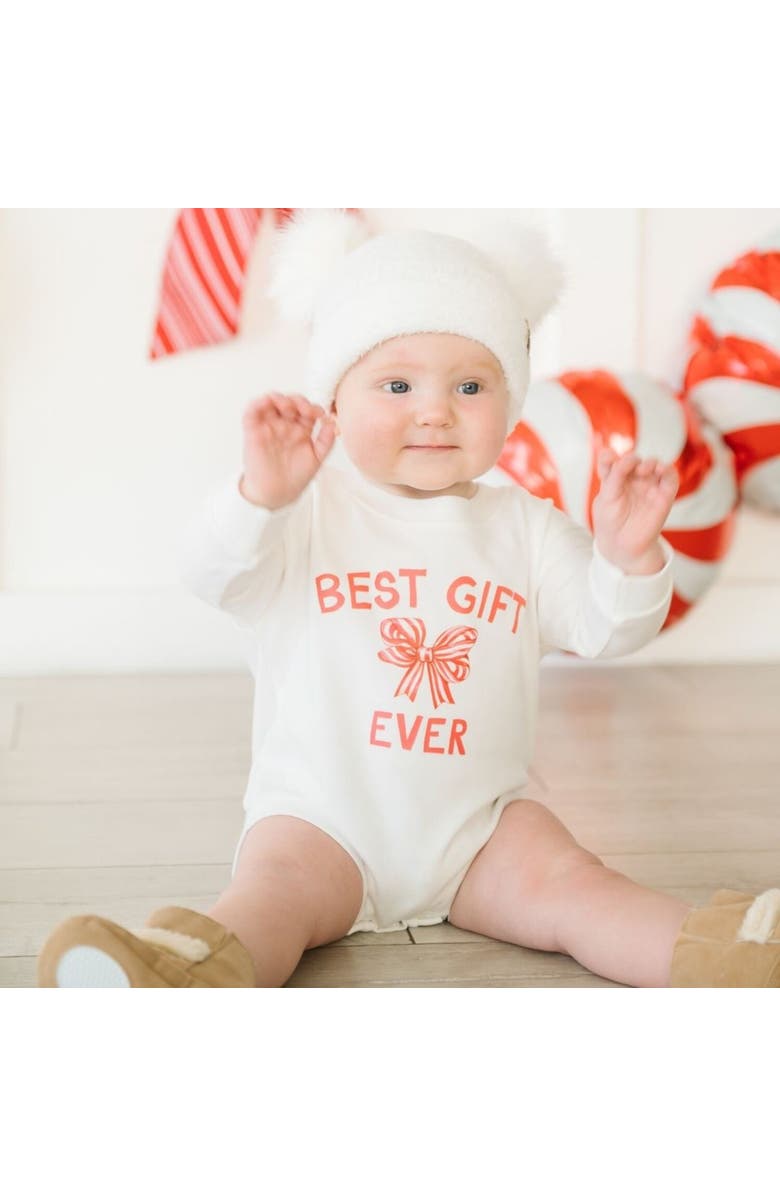 Sweet Wink Best Gift Ever Christmas Long Sleeve Romper, Alternate, color, White