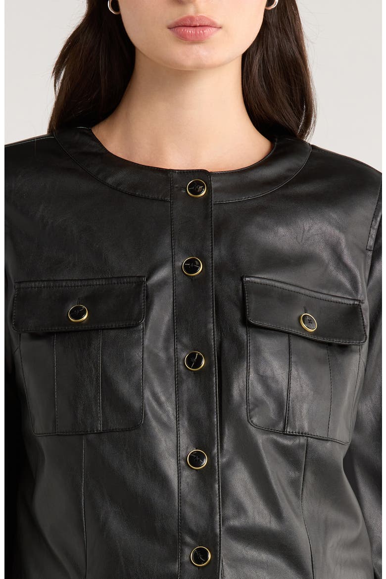 Verity Faux Leather Jacket, Alternate, color, BLACK