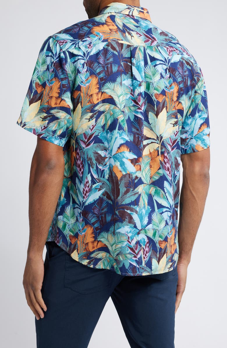Tommy Bahama Sand Fuego Palms Short Sleeve Linen Blend Button-Up Shirt, Alternate, color, 