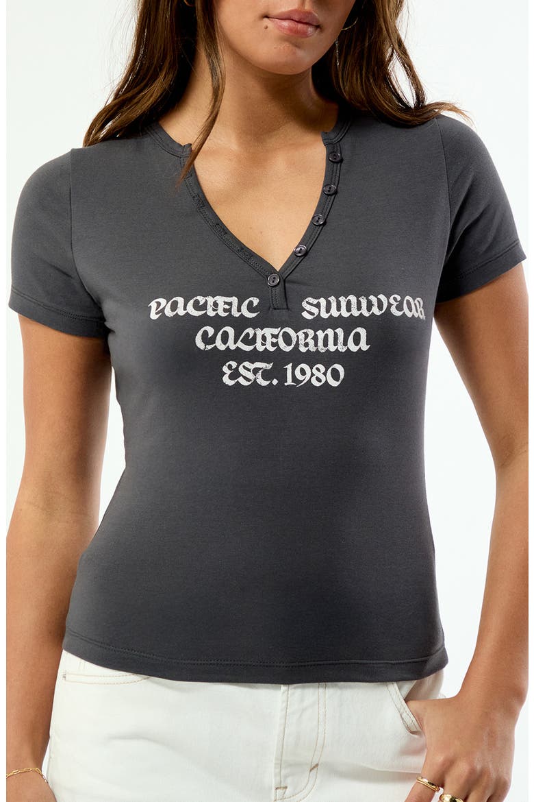 Logo Henley T-Shirt, Main, color, DARK GRAY