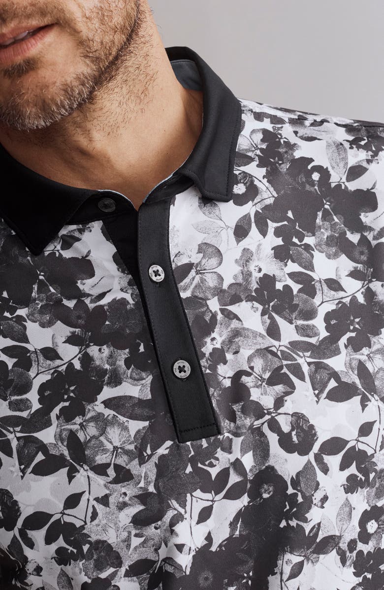 Rhone Floral Performance Golf Polo, Alternate, color, Sleet Gray Floral Camo