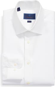 David Donahue Trim Fit Superfine Twill Dress Shirt
