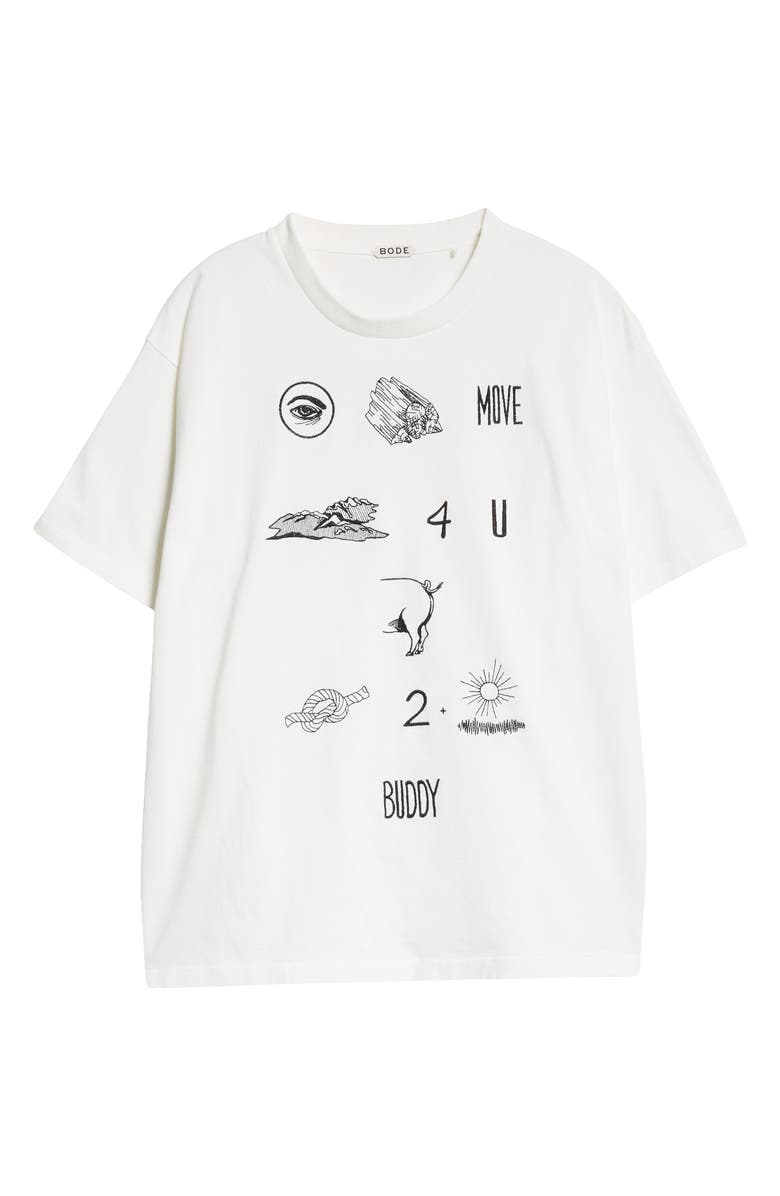 Bode Rebus Embroidered T-Shirt, Alternate, color, Cream