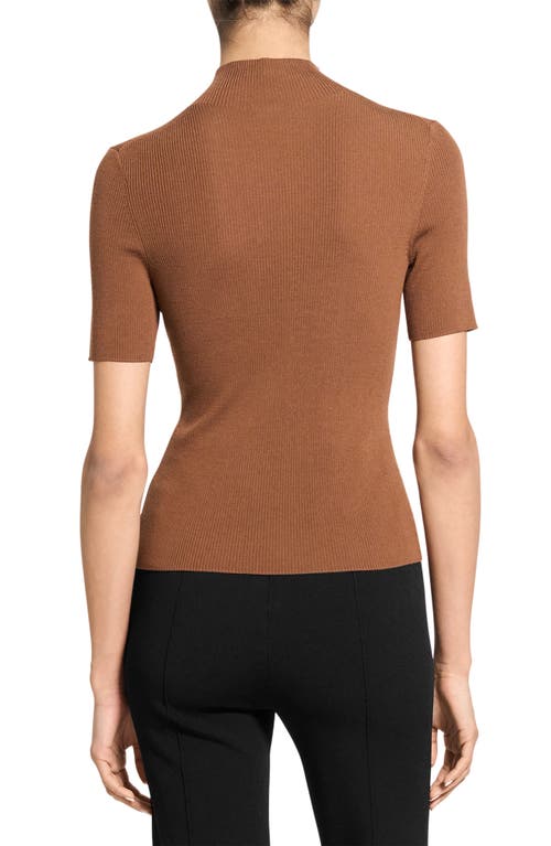 Theory Leenda Short Sleeve Mock Neck Sweater In Brown