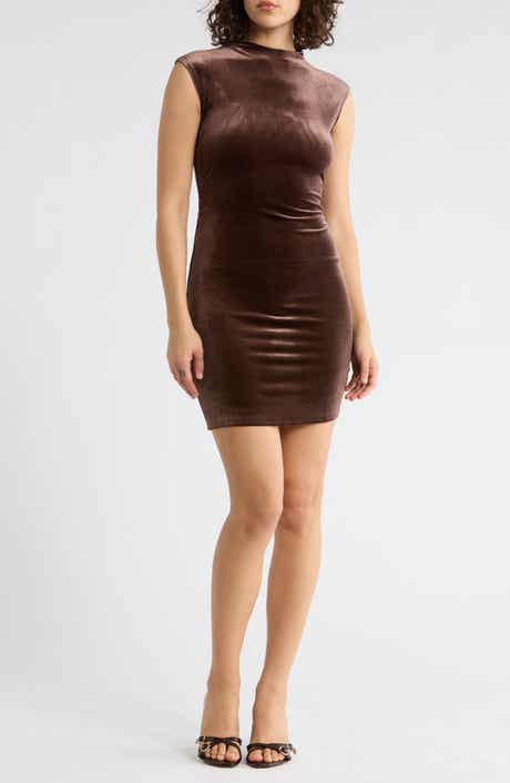 Blu Pepper Mock Neck Velvet Minidress