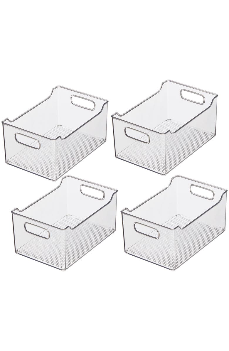 mDesign Plastic Food Storage Organizer Bin for Home and Kitchen - 4 Pack, Main, color, Clear