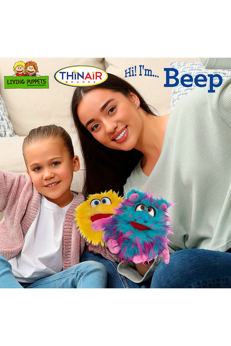 Beep The Blue Friendly Monster 9 Inch Plush Hand Puppet, Handmade, Alternate, color, Blue