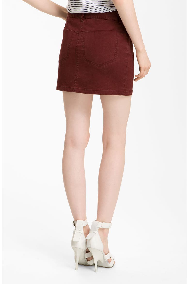 T by Alexander Wang Stretch Twill Jean Skirt, Alternate, color, MERLOT