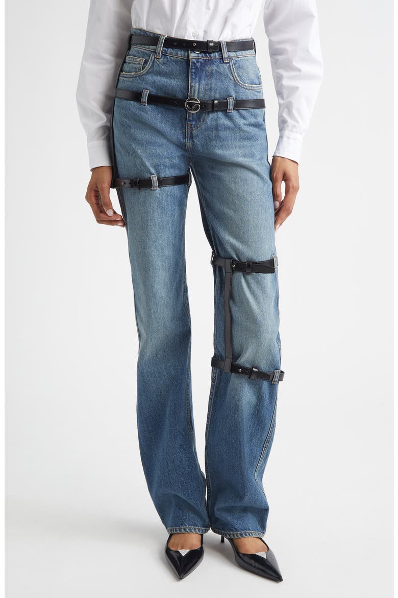 Multibelt Straight Leg Jeans, Main, color, BLUE VINTAGE BLU