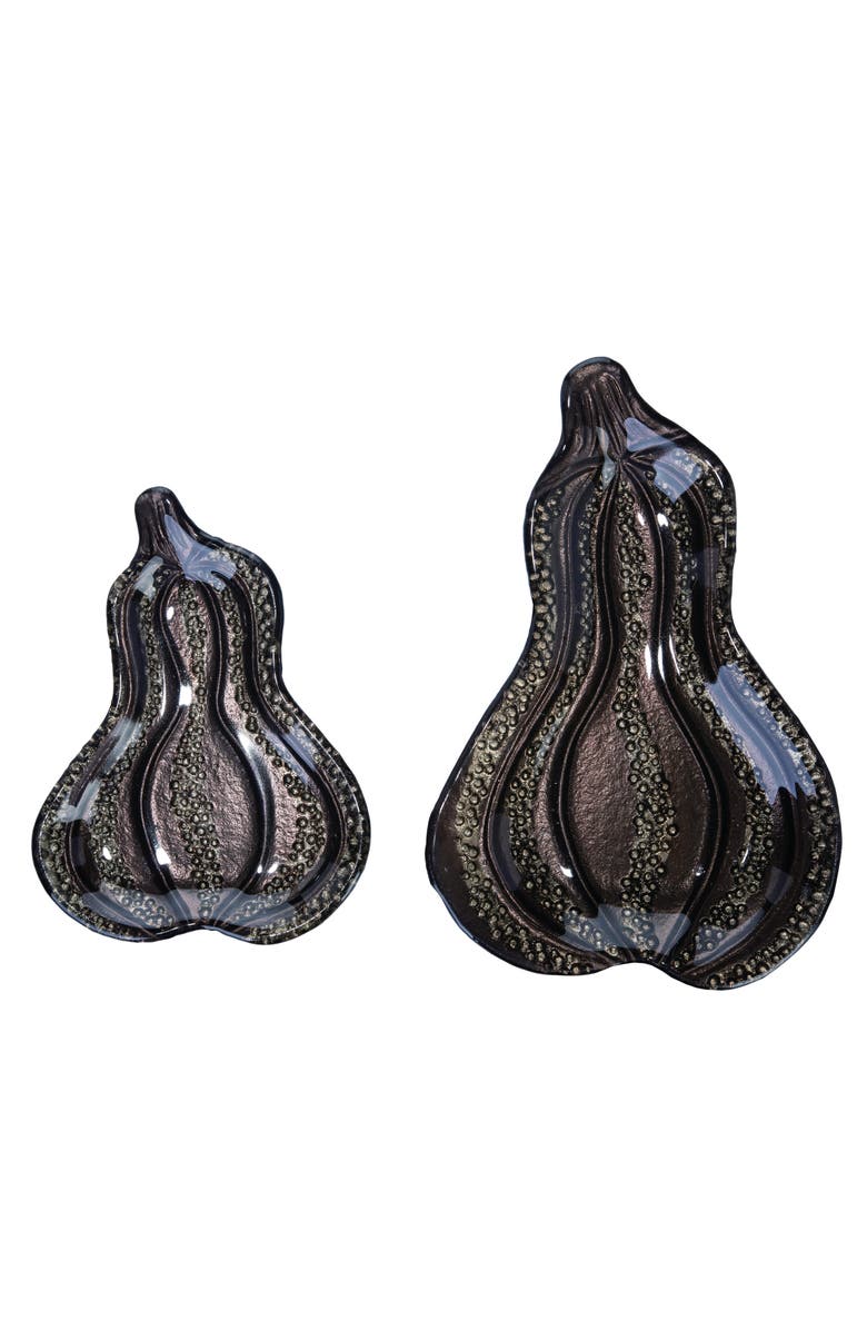 Transpac Black Harvest Fused Gourd Plate Set of 2 for Fall Decor, Main, color, Black
