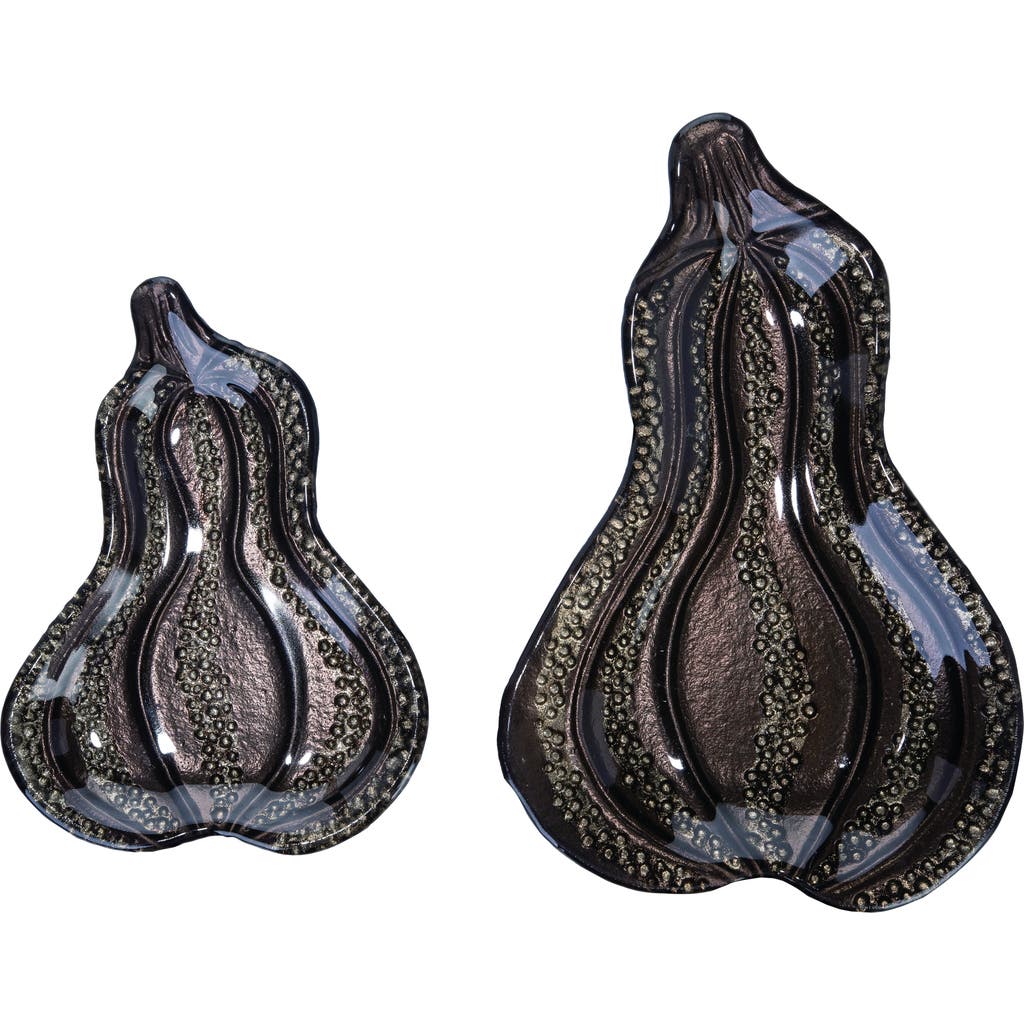 Transpac Black Harvest Fused Gourd Plate Set Of 2 For Fall Decor