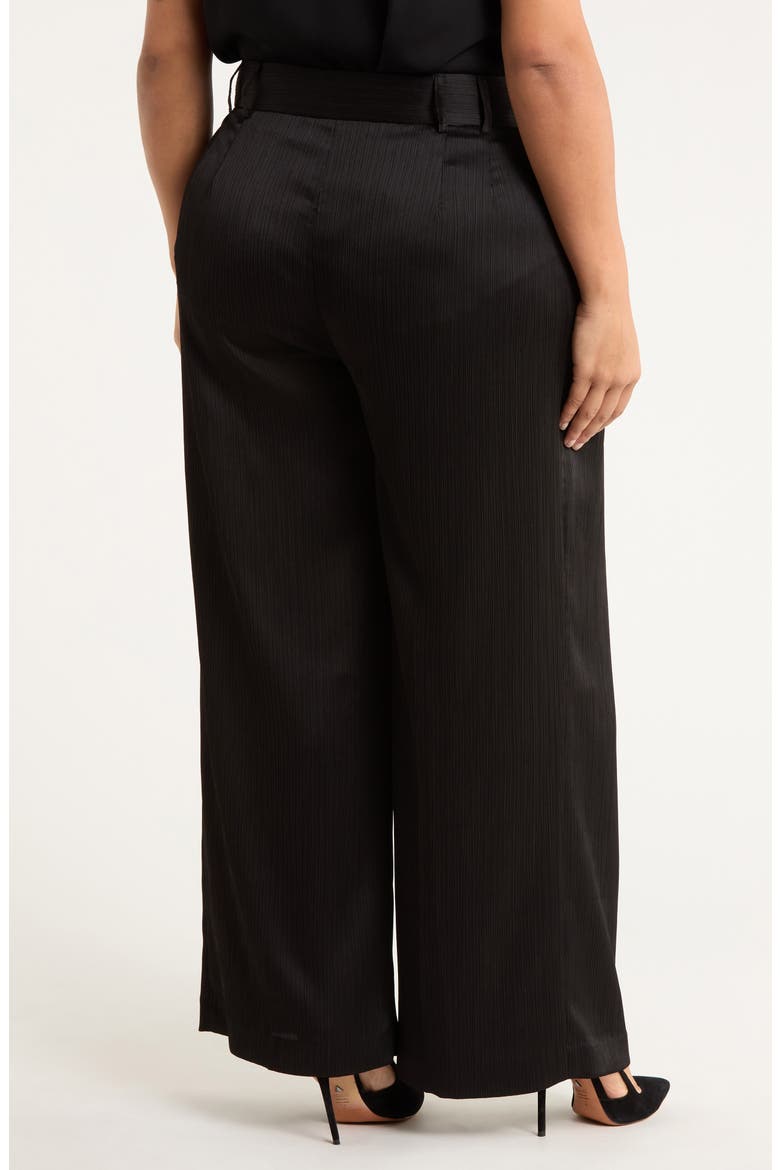 Wide Leg Crinkle Satin Pants, Alternate, color, BLACK