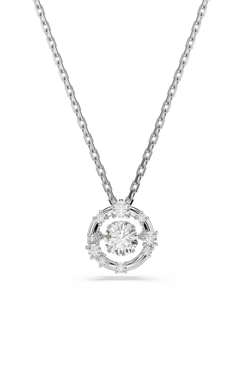 Swarovski Constella Crystal Pendant Necklace, Main, color, Silver/ White