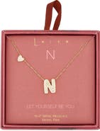 Leith Cubic Zirconia Heart & Bubble Initial Pendant Necklace