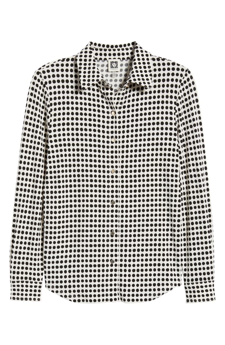 Anne Klein Polka Dot Button-Up Shirt, Alternate, color, White Dove/ Anneblack