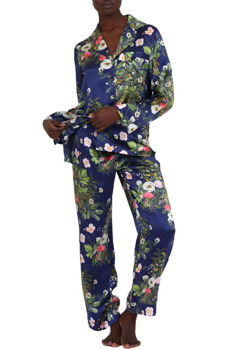 Papinelle x Karen Walker Floral Print Silk Pajamas, Alternate, color, 