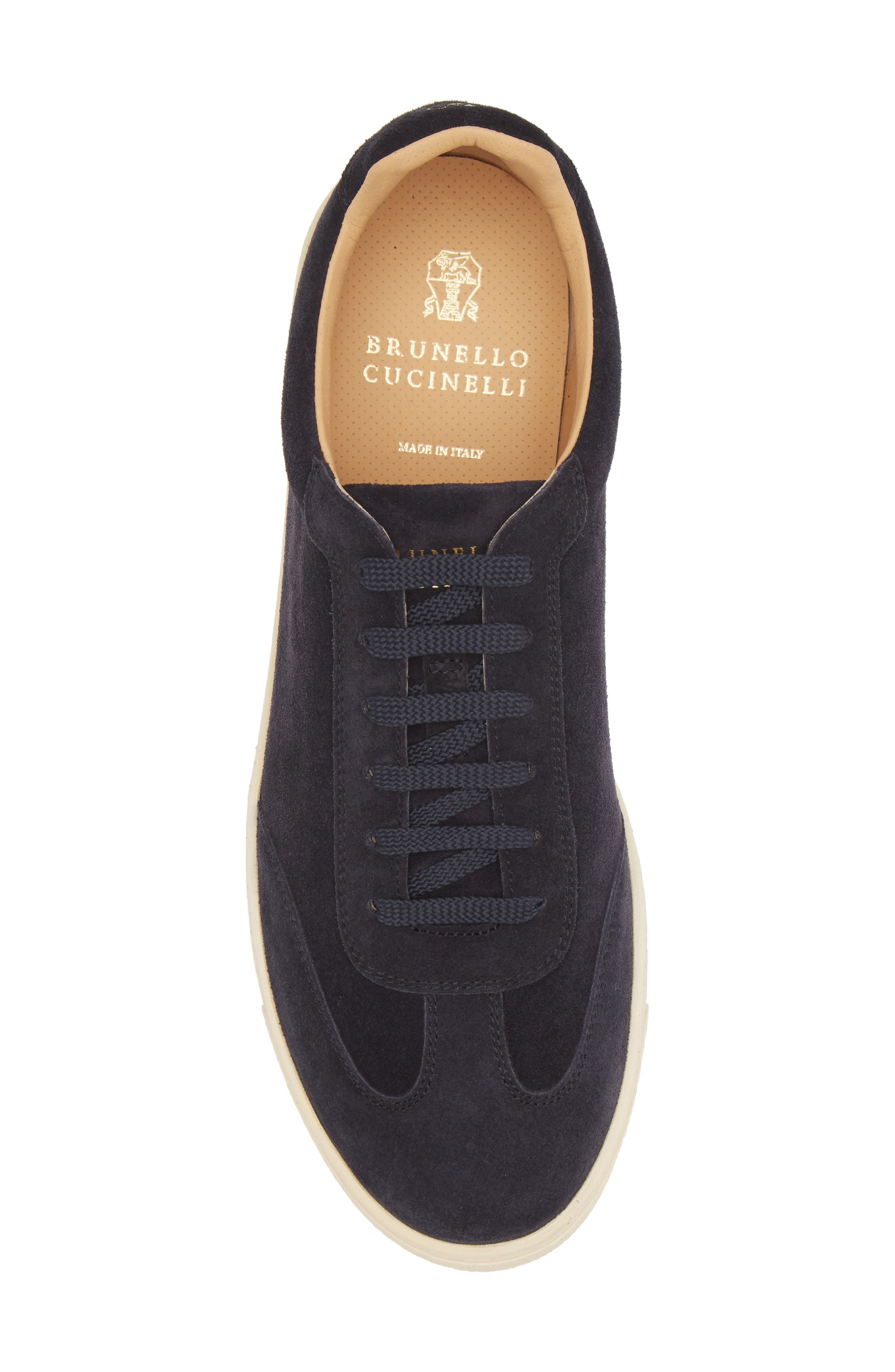 Brunello Cucinelli Suede Low Top Sneaker, Alternate, color, Navy