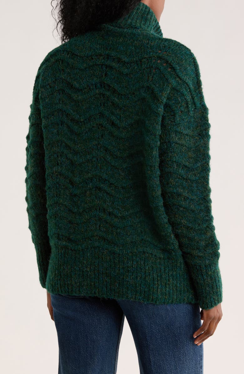 Love Token Ziggy Wavy Cable Knit Turtleneck Sweater, Alternate, color, Emerald