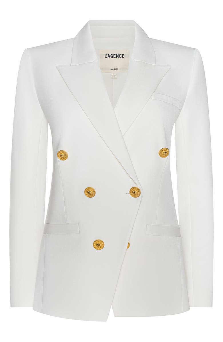L'AGENCE Kyomi Double Breasted Blazer, Alternate, color, White
