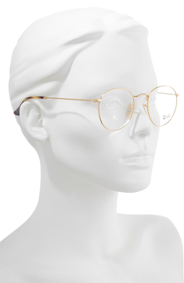 Ray-Ban 50mm Round Optical Glasses, Alternate, color, Gold