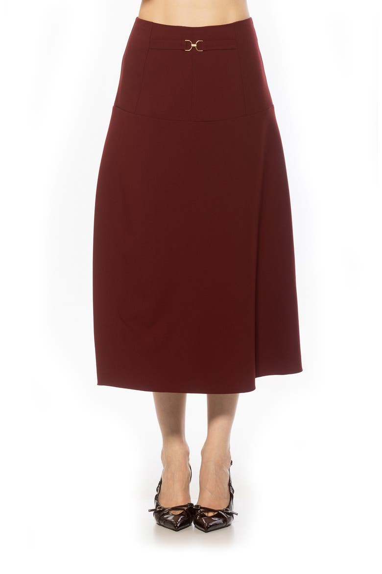 Esres Flared Midi Skirt, Main, color, BURGUNDY