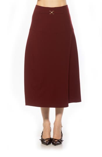 Alexia Admor Esres Flared Midi Skirt In Burgundy