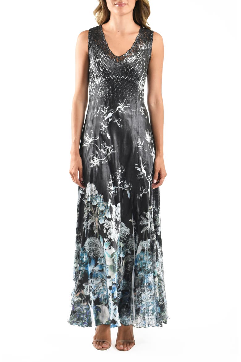 Lace-Up Back Maxi Dress, Main, color, HYDRANGEA BORDER