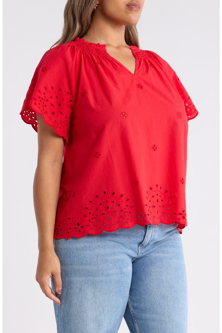 Cotton Eyelet Top, Alternate, color, RED RADISH