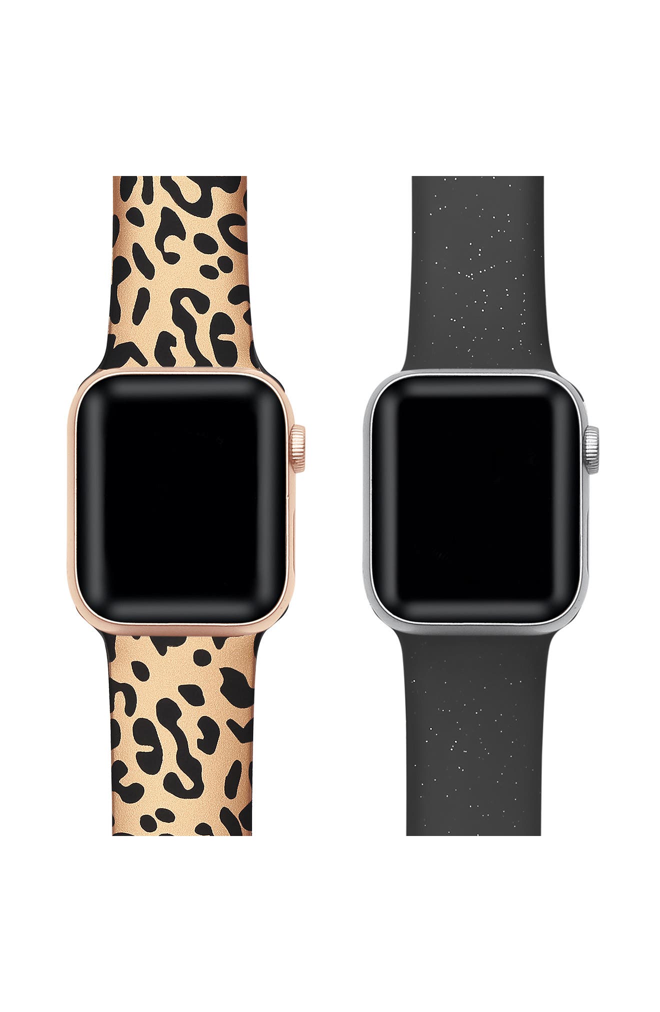 The Posh Tech Assorted 2-Pack Animal Print & Solid Silicone Apple Watch® Watchbands
