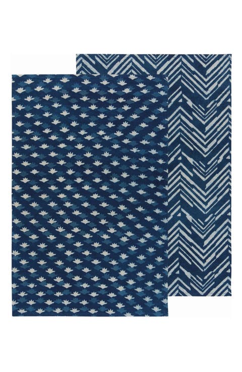 Set of 2 Block Print Tea Towels
